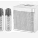 Karaoke Machine with 2 Microphones，Karaoke Machine for Adults and Kids，Portable Mini Karaoke Speaker PA System,Support Bluetooth/USB/AUX/TF, Karaoke Kit for TV,Home Party, Meeting,Outdoo
 (White)  KD-203