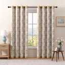 Beige Damask Curtains 63 Inch Length 2 Panels Room Darkening Curtains Retro Medallion Print Drapes Grommet Energy Saving Medieval Country Double-side Use Window Treatment for Bedroom Office, 52x63