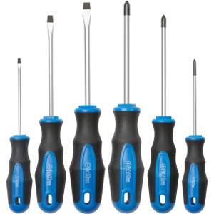 ROTATION 6PCS Magnetic Tip Screwdriver Set, 3 Phillips and 3 Flat, Professional Cushion Grip | 6-Piece Hand Tools Set
