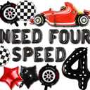 JeVenis Need Four Speed Birthday Decoration Need Four Speed Balloons Backdrop Racing Car 4th Birthday Decoration Boys 4th Birthday Party Supplies Car Balloons