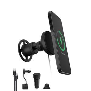 Mophie Qi2 snap+ Magnetic Wireless Charging Vent Mount - Fast 15W Qi-Enabled Charger for iPhone 16/15/14/13/12, Universal Car Compatibility, 30W Car Charger Adapter Included, USB-C, Black