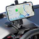 JFX Car Phone Holder Mount, 360 Rotation Dashboard Phone Holder, One-Hand Operation, Clip-on Smartphone Holder, Car Phone Mount for iPhone, Samsung, Google, Nokia,and 4.3-7.6" Smartphones (Black)