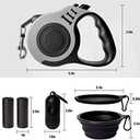 Retractable Dog Leash Automatic Telescopic Tractor Dog Tape, Pet Tape 10/16 FT Durable and Convenient, with Folding Bowl, Dispenser, Rubbish Bags, Suitable for Small and Medium Dogs (Gray Set)