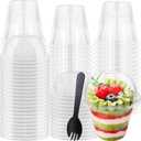 100Pcs 9oz Clear Plastic Cups with Dome Lids Spoons,Disposable Dessert Party Cup Take Out Containers for Parfait,Salad,Ice Cream,Cold Drink,Cupcake