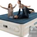 VOSSER Queen Air Mattress with Built-in Pump,18''Fast & Easy Inflation/Deflation Inflatable Mattress, Foldable Blow Up Mattress with Storage Bag, Inflatable Bed for Home, Camping & Guests (Navy Blue)