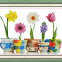 Benway Counted Cross Stitch Five Kinds of Flowers 14 Count 25.60''X18.50''