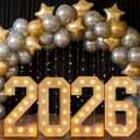 4 ft Marquee Light up Number 2026, Graduation Decorations Class of 2026, Giant LED Letters Signs with Warm Lights, Freestanding Number Decor for Wedding, Birthday, Anniversary Party