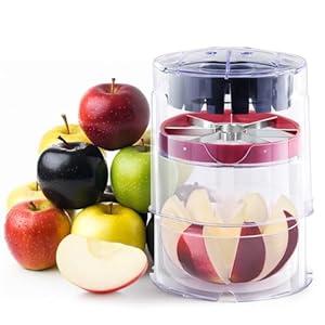 OOKUU Professional Apple Slicer, 8Slice UltraSafe HeavyDuty Stainless Steel Apple Cutter, 5.12Inch ExtraLarge Corer Cuts Apples All the Way Through with Transparent Bowl