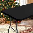 homing Rectangle Table Cloth Cover, Waterproof Polyester Elastic Fitted Tablecloth, Fits for 6 Foot Folding Tables, Washable Table Protector for Picnic, Camping, Outdoor (Black, 30" x 72")
