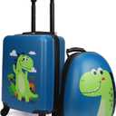 emissary Dinosaur Kids Suitcase for Boys, 18" Hardside Dinosaur Toddler Suitcase Set with Spinner Wheels and Backpack, Kids Carry on Luggage Set Rolling Travel Kid's Luggage Gifts Airline Approved