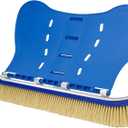 Pool Brush with Brush Tail for Cleaning Pool Walls Using Water Pressure, 18" Tough Plastic Bristles Pool Brush Head with EZ Clips Fit Most Poles (Pole not Included)