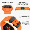 AmBand Bands Case Compatible with Apple Watch Series 11/10 46mm for Men, M1 Sport Rugged Heavy Duty Cover Tactical Strap Military Grade Protective Bumper Protector for iWatch 46 mm Men, Orange