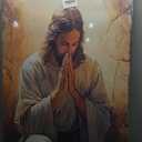Jesus Prayer Canvas Wall Art Jesus Christ Portrait Wall Decor Picture Christian Bible Stories Poster Print Painting for Living Room Bedroom Church Decoration Ready To Hang