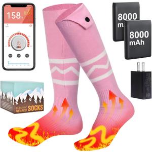 Heated Socks for Men Women with App Control, 8000mAh Battery Rechargeable, Electric Heating Warm Socks,360 Heating Warmth, Heated Toe Design, Foot Warmer for Skiing,Hiking, Hunting