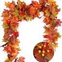 RECUTMS 2 Pcs Artificial Autumn Maple Leaves Garland 5.7Ft/Pieces Fall Hanging Vine Plants - Colorful Fall Decor for Home Christmas Wedding Party (Ayellow)