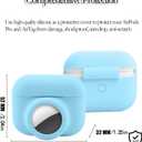 2 in 1 Protective Case Compatible with Apple Airpods Pro 2nd/1st Generation & Airtag Case Combo, Soft Silicone Protective Cover with 2 PCS Screen Protector, Shock-Proof Anti-Scratch(Blue)