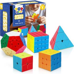 STEAM Life Speed Cube Set, Speed Cube Set of 2x2 3x3 4x4 Megaminx and Pyramid Cube Smoothly Stickerless Magic Cubes Collection for Kids & Adults