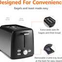 Amazon Basics 2 Slice Toaster, Extra Wide Slots for Bagels and Specialty Breads, 7 Browning Levels, Removable Crumb Tray, Defrost/Cancel/Bagel Buttons, 800W, Black & Silver