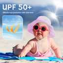 3 x Zando Seersucker Baby Sun Hat Toddler UPF 50+ Adjustable Bucket Hats for Boys Girls Beach Hat Breathable Summer Cap Wide Brim (Purple, S)