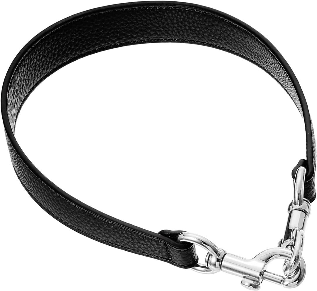 uxcell 19.29 Inch PU Leather Short Bag Strap with Clasp, Purse Handles Handbags Replacement Straps for Clutch Bag Underarm Bags, Black, Silver Buckle