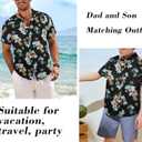 Hawaiian Dad and Son Matching Shirts - Floral Short Sleeve Button Down Shirt Summer Family Vacation Boy Fathers Gift Set (3-4T, Black)