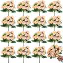 Zeyune 16 Bunches 12 Inch Artificial Mini Rose Bouquet 160 Heads Bridal Flower Bouquets Fake Silk Rose Bulk for Valentine's Day Wedding Bridal Shower Home Office Garden(Champagne)