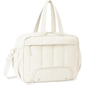 For Spirit Airlines Personal Item Bag 18x14x8 Puffer Travel Duffel Bag with Shoe Compartment Underseat Carry on Luggage Fit 15.6-Inch Laptop Gym Bag for Women Men (Camel)