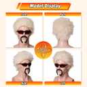Short Blonde Wig with Glass and Goatee for Halloween Cosplay Party