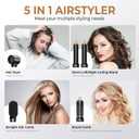JINYAWA 5-in-1 Blow Dryer Brush & Air Styler Complete Set: Hair Dryer Brush, Hot Air Brush, Air Curler & Air Curling Wrap Hair Styling Tools for Straight, Curl, Dry, Smooth Styling as Gift, Black