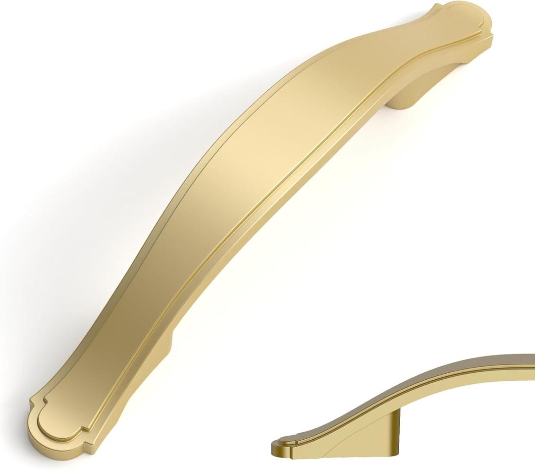 Amerdeco 10 Pack Brushed Gold Cabinet Pulls 3 Inch(76mm) Hole Center Drawer Pulls Cabinet Hardware Kitchen Cabinet Handles for Bathroom Dresser Pulls ZH0068 Amerdeco 10 Pack Brushed Gold Cabinet Pulls 3 Inch(76mm) Hole Center Drawer Pulls Cabinet Hardware Kitchen Cabinet Handles for Bathroom Dresser Pulls ZH0068