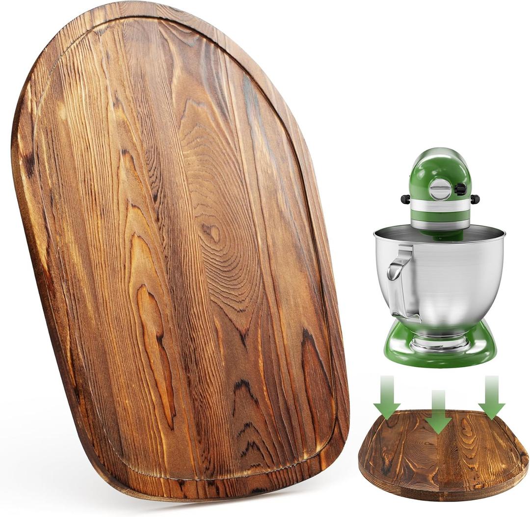 GuanQiao Food-Grade Bamboo Slider for KitchenAid 4.5-5 Qt Tilt Head Stand Mixer, Appliance Sliding Mat for Kitchenaid Artisan, Kitchen Countertop Storage Accessories Mixer Moving Tray Attachments (Brown)