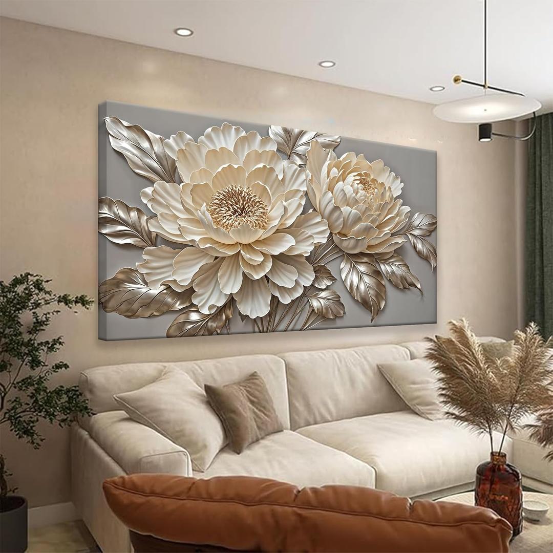 Large White Flower Canvas Wall Art For Living Room Prints 29 X 58 Inch
Artwork Canvas Art Wall Decor White Flower Wall Art Modern Painting Elegance Wall Decor For Hotel Office Home Decoration