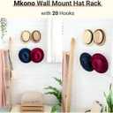 Mkono Hat Rack for Wall Baseball Cap Organizer Hanger with 20 Hooks Modern Metal Hat Holder Wall-Mounted Caps Display for Closet Door Bedroom Entryroom Laundry, Set of 2, White