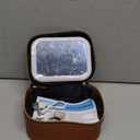 Mini Makeup Bag with Led Mirror, Small Travel Make up Bag 3 Light Modes Adjustable Brightness, for Women Organizer Cosmetic Bag, Portable Travel Train Toiletry Bag, for Pool Parties Work Touch-Ups (Brown)