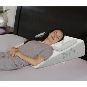InteVision Foam Bed Wedge Pillow (26" x 25" x 7.5") and Headrest Set, 2" Memory Foam Top - Helps Relief from Acid Reflux, Post Surgery, Snoring