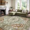Washable Area Rug 9x12, Vintage Floral Carpet