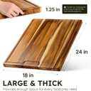 24 x 18 in Teak Cutting Board, Butcher Block with Juice Groove