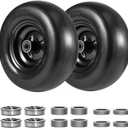 11x4.00-5" Lawn Mower Tire on Wheel Flat Free 2 PCS, 3/4" or 5/8" Bearing, Solid Mower Wheel for Residential and Commercial 3.4"-5" Centered Hub, Zero Turn Mower Front Tires