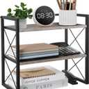 YINMIT Desktop Shelf Organizer, 2 Tier Office Shelves, Wood Desk Organizer Storage Rack and Freestanding Display Shelf for Office, Dormitory, Home (Grey)