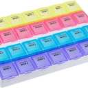 EZY DOSE Monthly (28-Day) Pill Case, Daily Medicine Planner, Vitamin Organizer, Supplement Container, One Month, Large Contoured Compartments, Convenient and Easy to Use, Colored Lids, BPA Free (Yellow/Pink/Blue/Purple)