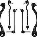 8Pcs Front Lower Control Arm with Ball Joint Tie Rod End Sway Bar Link Suspension kit fit for 2007-2013 BMW X5, for 2008-2013 BMW X6