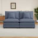Merax 70.8" Modern Sofa 2 Seat Modular Sectional Sofa with 2 Detachable Pillows, Corduroy Upholstered Sofa Couch for Living Room, Blue