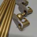 Gold No Drill Curtain Rods for Windows 48 to 84 inch, USFOOK 5/8 Inch Curtain Rods No Drilling with 3M Adhesive Holders, Apartment Friendly Drapery Rod with Round Finials