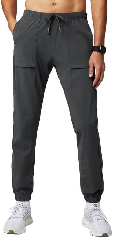 Fabletics Men's The One Jogger, Quick-Dry, Hidden Pockets, Zip Pockets, UPF Protection, Anti-Stink, Lightweight (Large, Onyx)