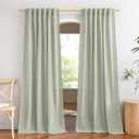 NICETOWN Sage Green Curtains for Living Room, Rod Pocket & Back Tab Natural Linen Blend Semi Sheer Window Treatments Privacy with Light Filtering for Bedroom/Nursery, W52 x L84, 2 Panels