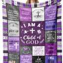 Christian Gifts for Women, Birthday Gift for Women, I Am a Child of God Blanket, Inspirational Gifts for Christians Sister, Friend, Daughter, Mom, Baptism Gifts for Girl Throw Blanket 80''x60'' Purple