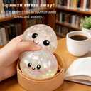 Glitter Dumpling Squishy, Colorful Dumpling Squishes Stress Balls with Steamer, Easter Gifts, Soft Squeeze Decompression Dough for Adults (White with Glitter)
