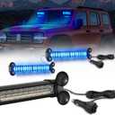 WINECO Emergency LED Strobe Traffic Advisor Lights Bar, Car Windshield Hazard Safety Warning Directional Flashing Light w/Suction Cups Split Mount for Vehicle Trucks Volunteer, 2x12inch, Blue