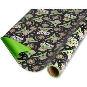 American Greetings Star Wars Mandalorian Wrapping Paper, The Child/Baby Yoda (1 Roll, 75 sq. ft.)