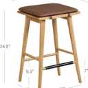 Nathan James Barker Classic Counter Height Wood Barstool with Leather Removable Cushion, Backless Island 24" Bar Stool for Kitchen, Chestnut Brown, Set of 2
